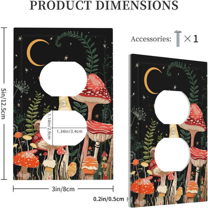 Moon Star Red Mushroom Forest Butterfly Green Plant Outlet Covers 1 Gang Duplex Light Switch Cover