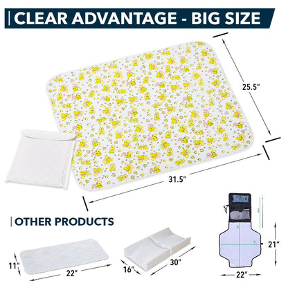 Changing Mat - Biggest Waterproof & Reusable Portable Changing Pad 25.5"x31.5" for Change Diaper in