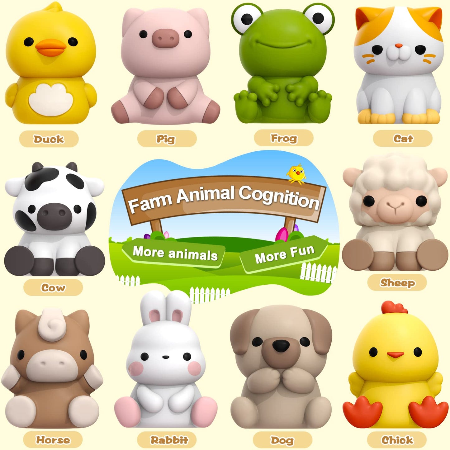Learning Toys for 1,2,3 Year Old Toddlers, 20Pcs Farm Animals Toys Montessori Counting, Matching &