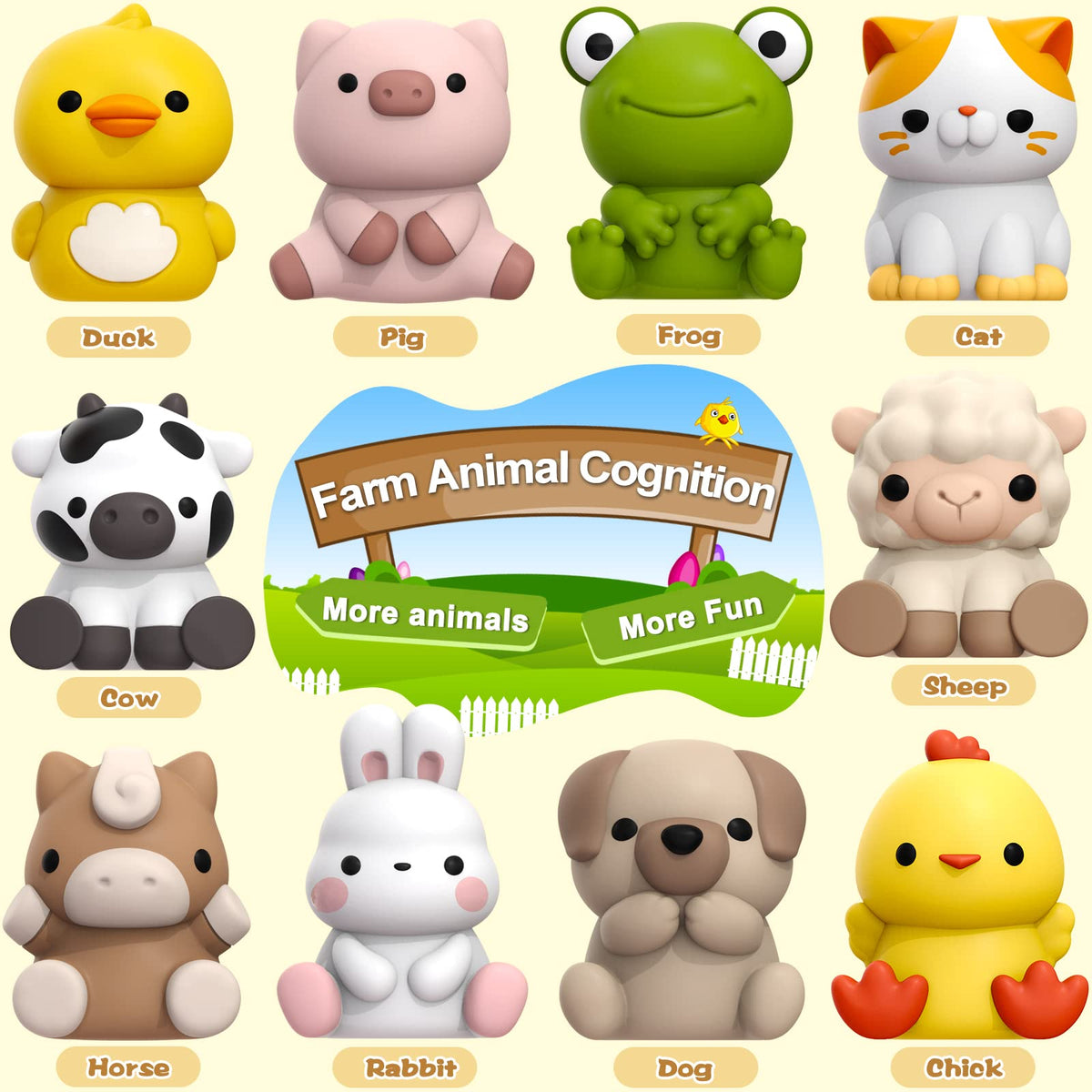 Learning Toys for 1,2,3 Year Old Toddlers, 20Pcs Farm Animals Toys Montessori Counting, Matching &