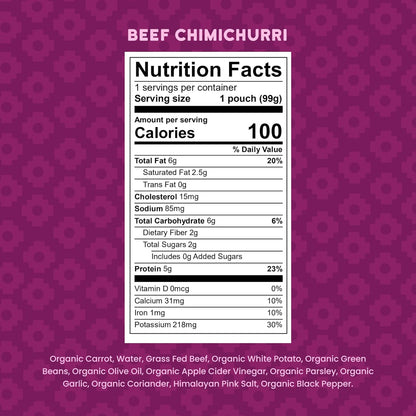 Serenity Kids 7+ Months Baby Food Puree Pouches Beef Chimichurri - Ethically Sourced Meat & Organic