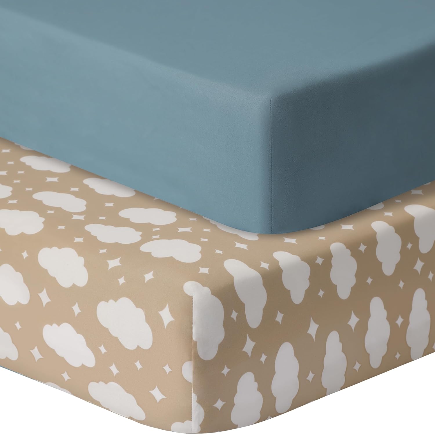 Baby Crib Sheets for Boys Girls, 2 Pack Fitted Crib Sheet for Standard Crib and Toddler Mattress