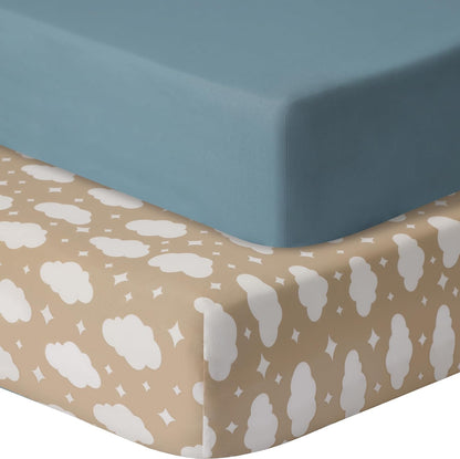 Baby Crib Sheets for Boys Girls, 2 Pack Fitted Crib Sheet for Standard Crib and Toddler Mattress