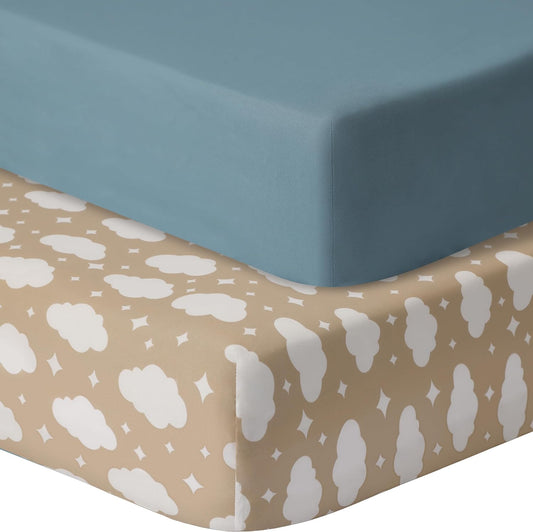 Baby Crib Sheets for Boys Girls, 2 Pack Fitted Crib Sheet for Standard Crib and Toddler Mattress