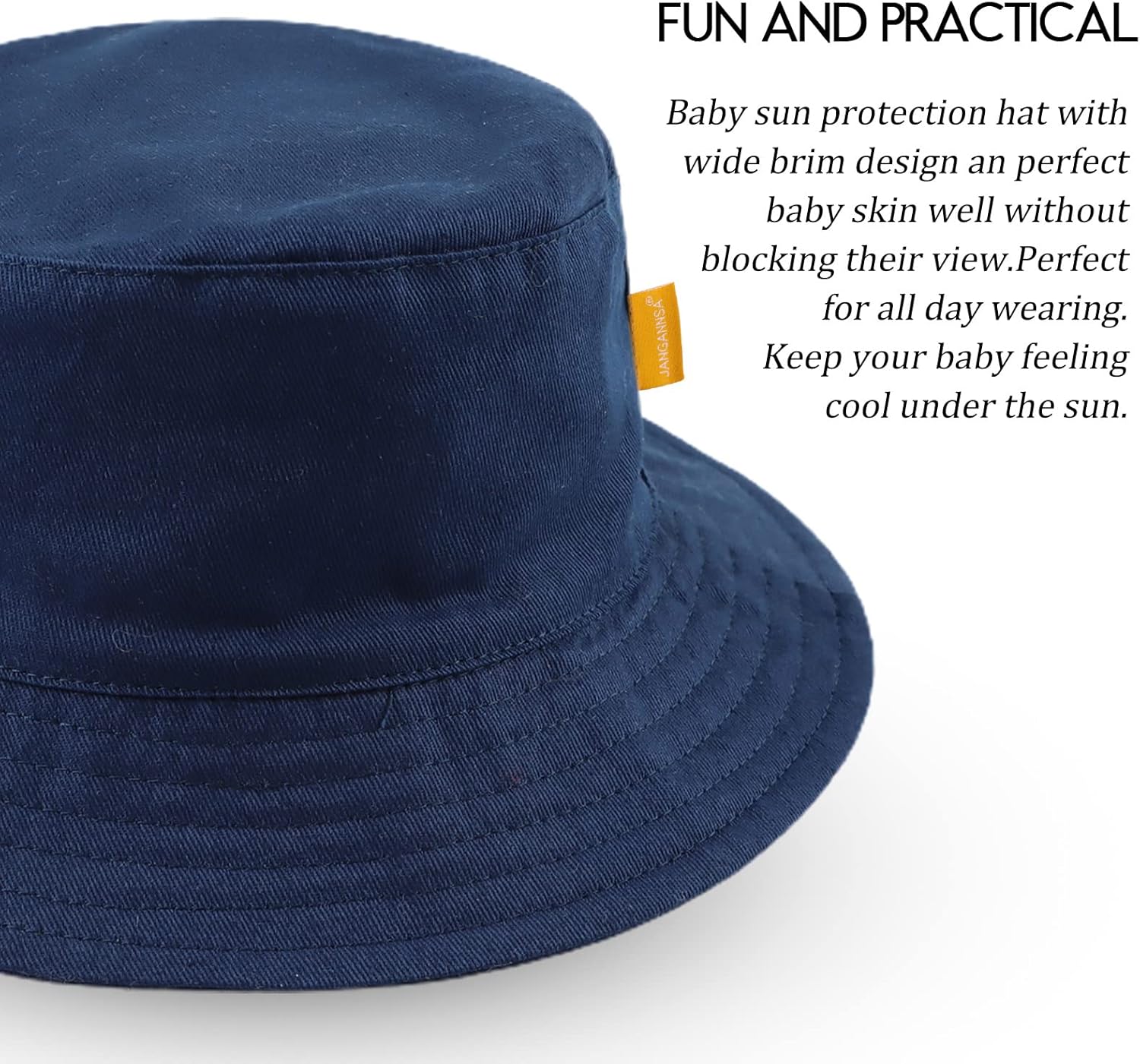 JANGANNSA Cotton Baby Sun Hat Infant Toddler Boys Girls Bucket Hats Summer Sun Protection Kids