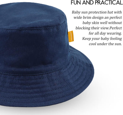 JANGANNSA Cotton Baby Sun Hat Infant Toddler Boys Girls Bucket Hats Summer Sun Protection Kids
