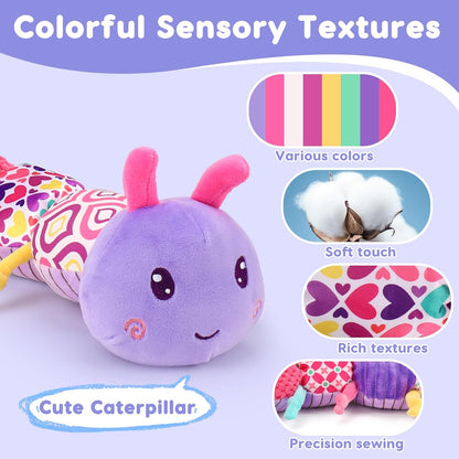 Baby Girl Toys 0-3-6 Months Musical Stuffed Animals Plush Caterpillar Toy with Crinkle Rattles