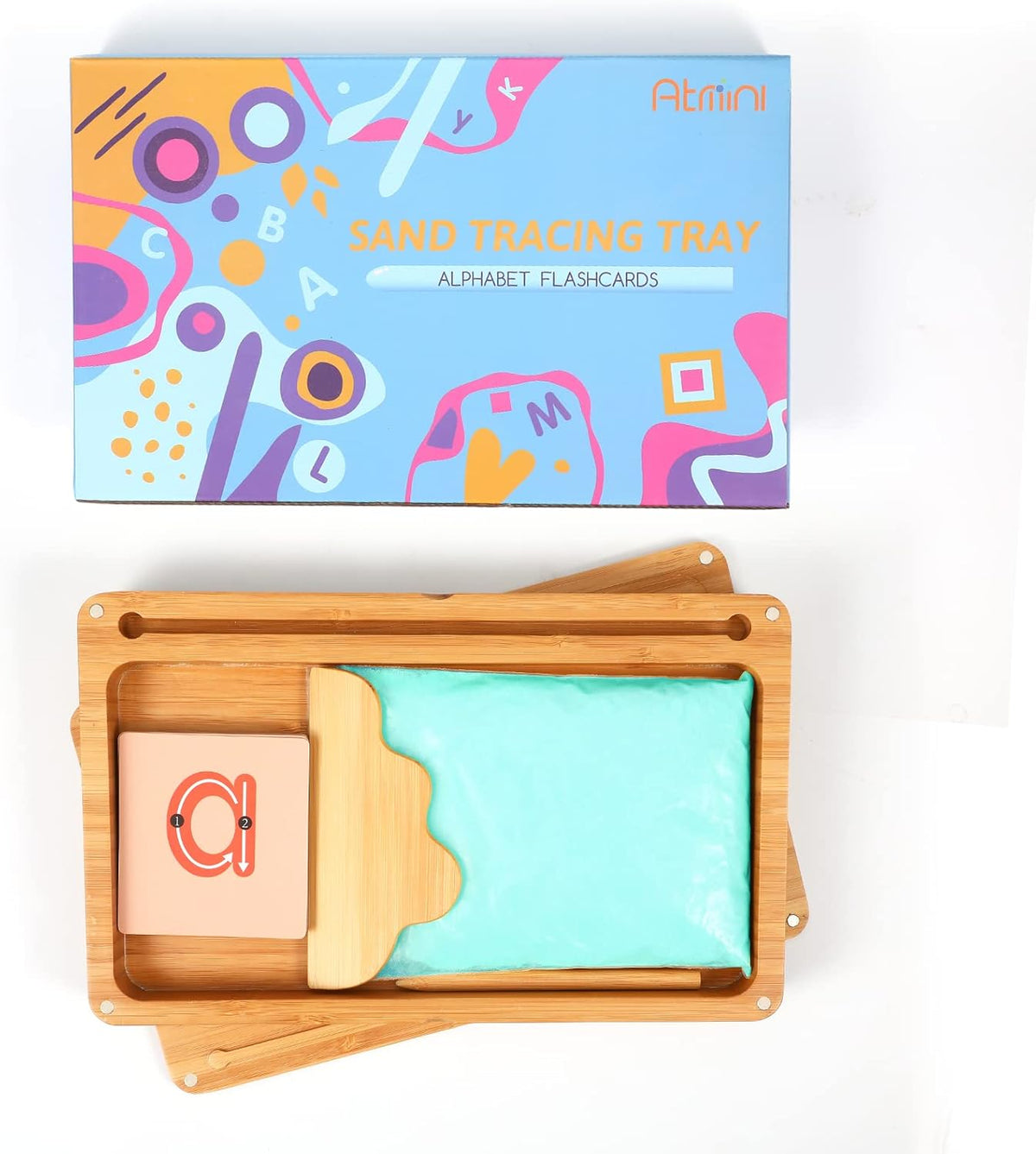 Montessori Sand Tray with Lid - Wooden Sand Trays for Kids Writing Letters and Numbers, Preschool