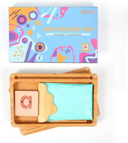 Montessori Sand Tray with Lid - Wooden Sand Trays for Kids Writing Letters and Numbers, Preschool