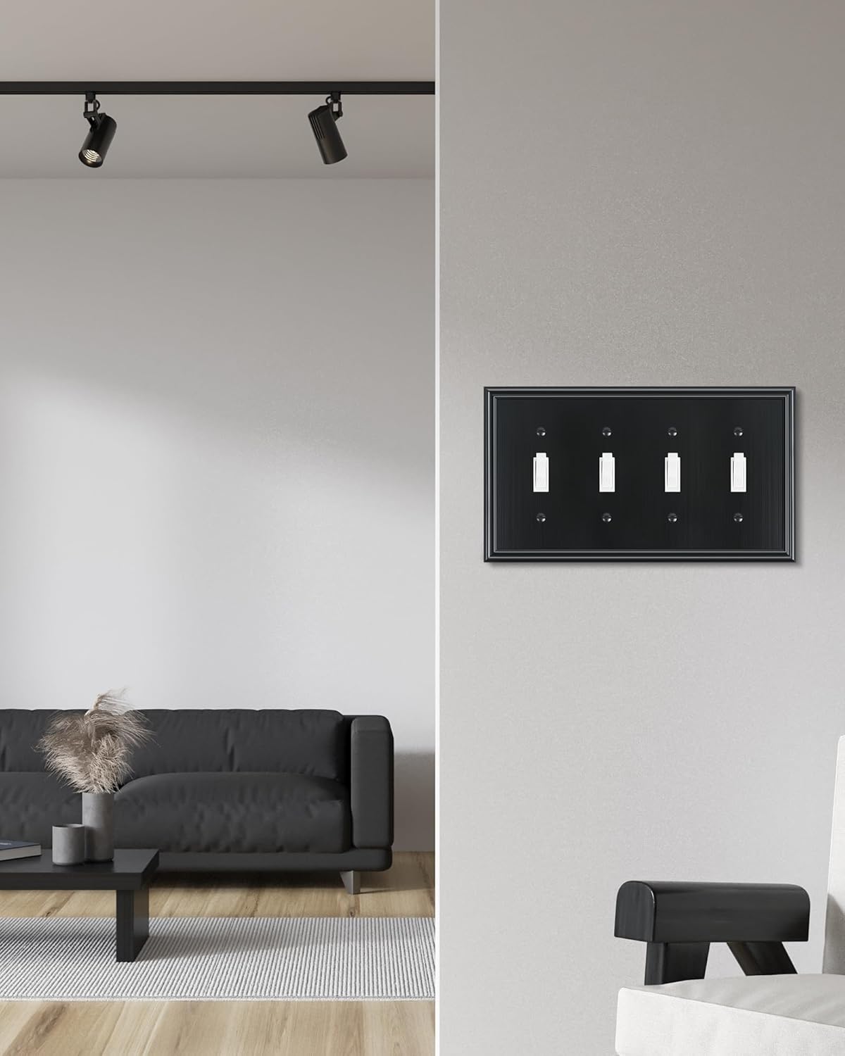 2-Pack Quad Toggle Light Switch Cover Plate, Durable Zinc Alloy Decorative Switch Plate Covers