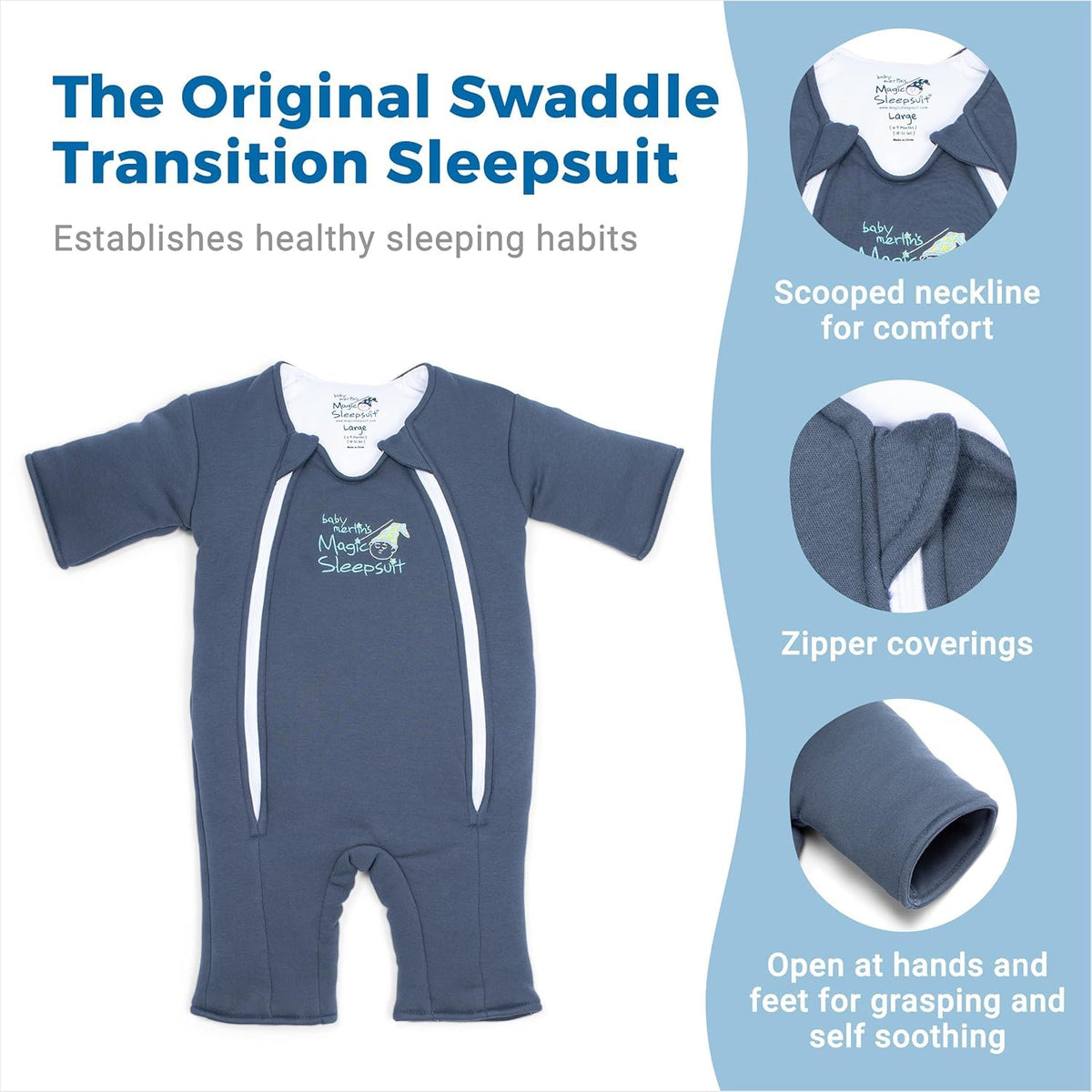 Magic Sleepsuit Baby Merlin's Cotton Baby Swaddle Transition Product - Soft and Cozy Design, Double