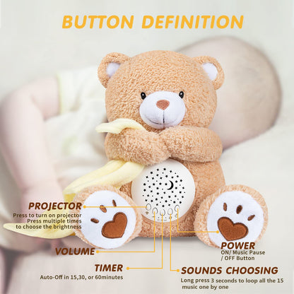 BEREST Baby Sleep Soother Bear, Mom's Heartbeat & Lullabies White Noise Machine, Nursery Decor