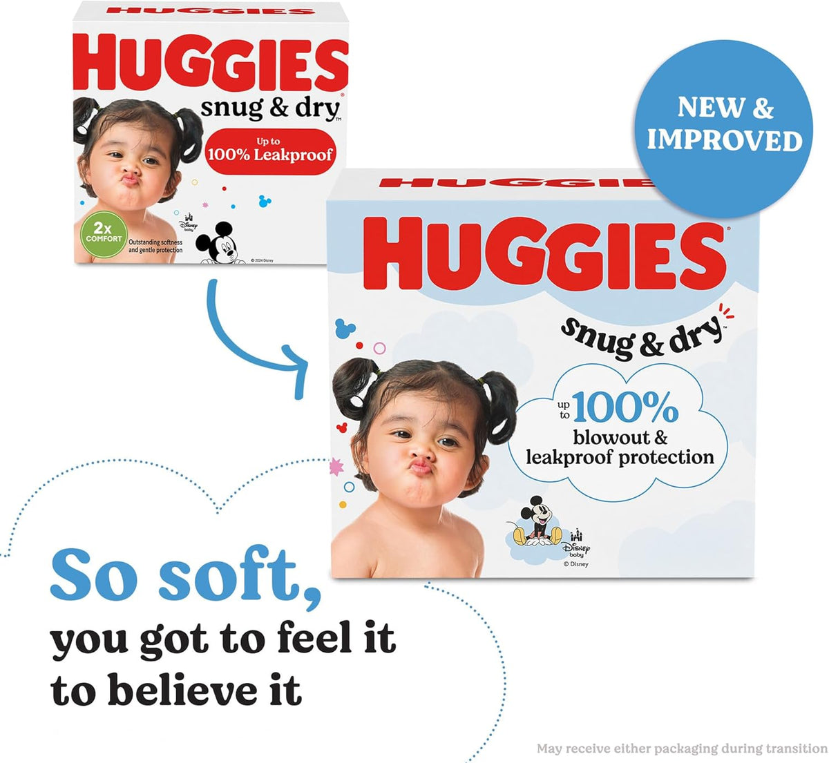 Huggies Size 4 Diapers, Snug & Dry Baby Diapers, Size 4 (22-37 lbs), 92 Count, Packaging May Vary