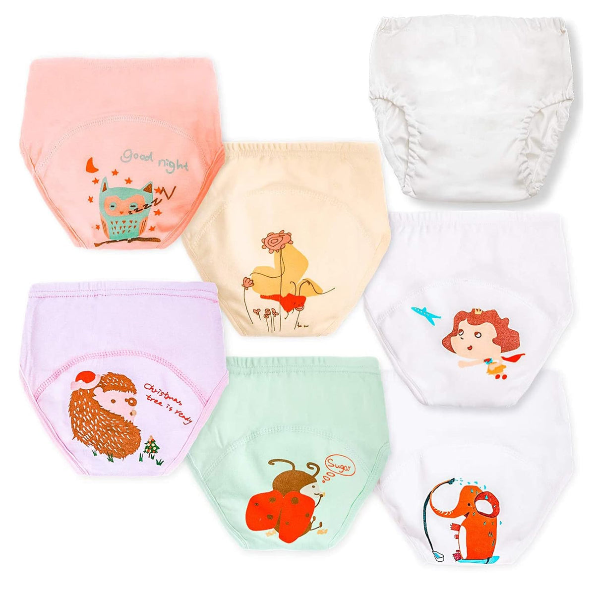 Joyo roy 6Pcs Potty Training Underwear Girls 100% Cotton Soft Absorbent Toddler Toilet Training
