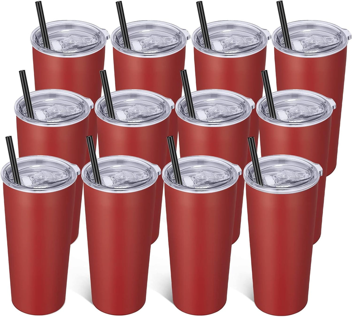 VEGOND 20oz Tumbler Bulk with Lid and Straw 12 Pack, Stainless Steel Vacuum Insulated Tumbler