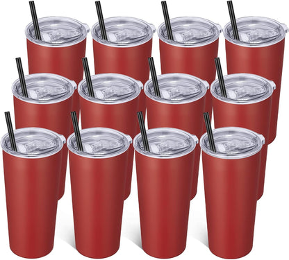 VEGOND 20oz Tumbler Bulk with Lid and Straw 12 Pack, Stainless Steel Vacuum Insulated Tumbler