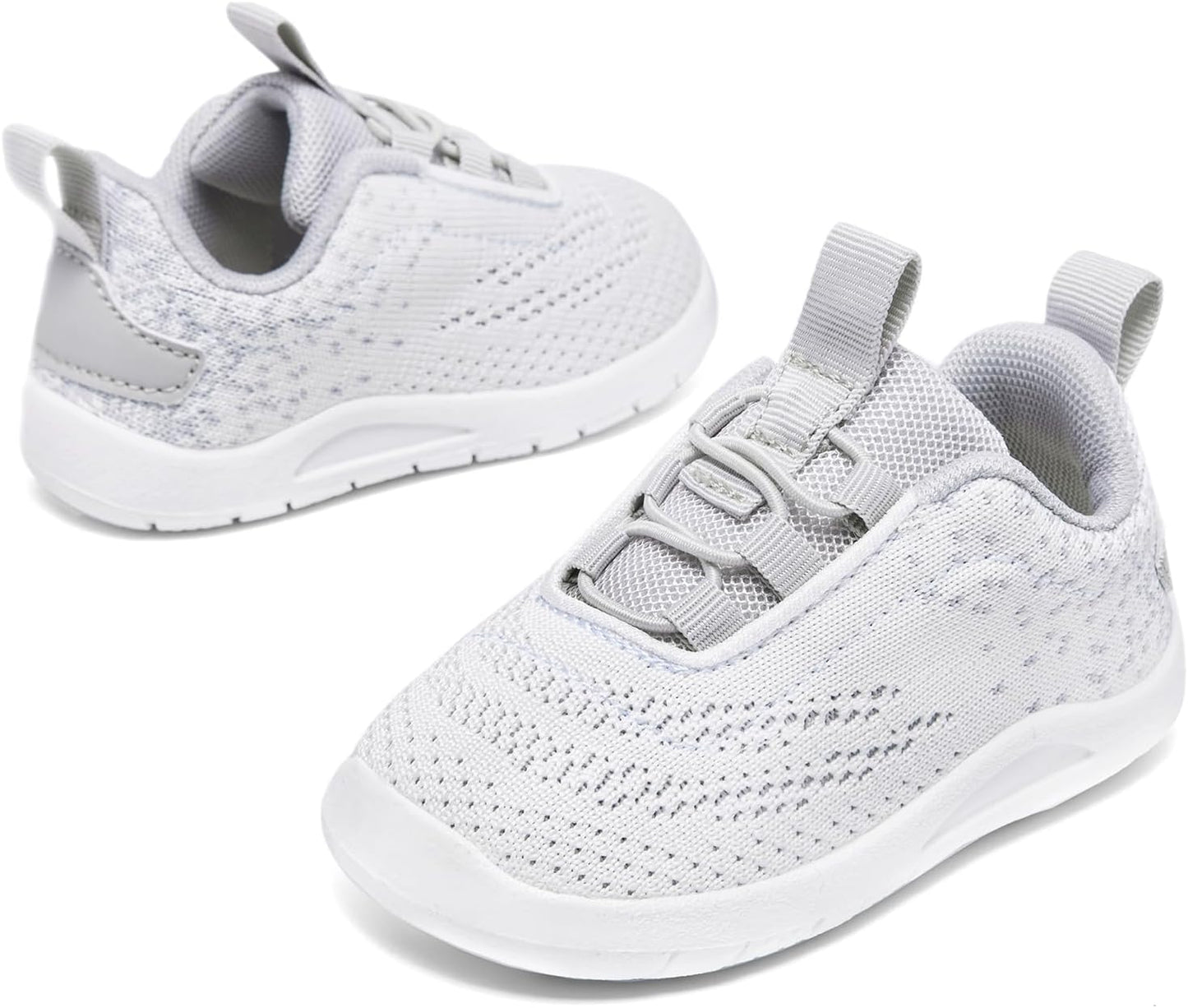 MORENDL Toddler Slip On Sneakers Baby Walking Shoes Non-Slip Breathable Unisex Pink Mesh Lace-Up
