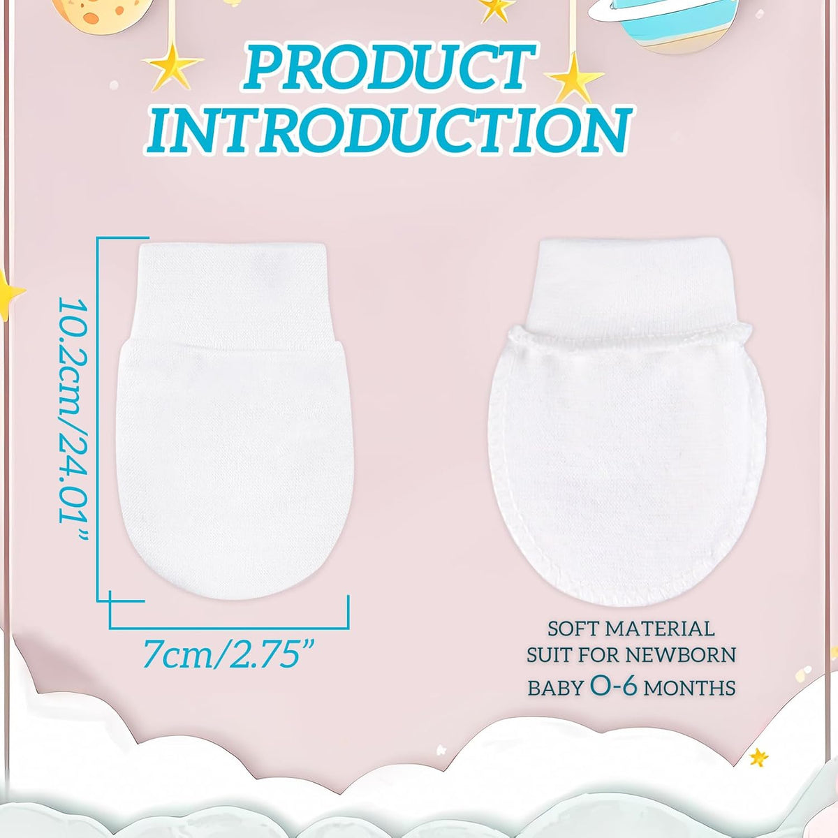 No Scratch Baby Mittens Newborn Infant Toddler Mittens Soft Elastic Wrist Gloves Mitten for 0-6