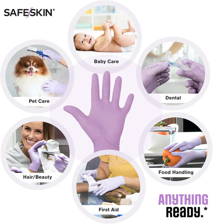 SAFESKIN Disposable Nitrile Gloves in POP-N-GO Pack of 50 or 200 Powder Free - Hair, Cleaning