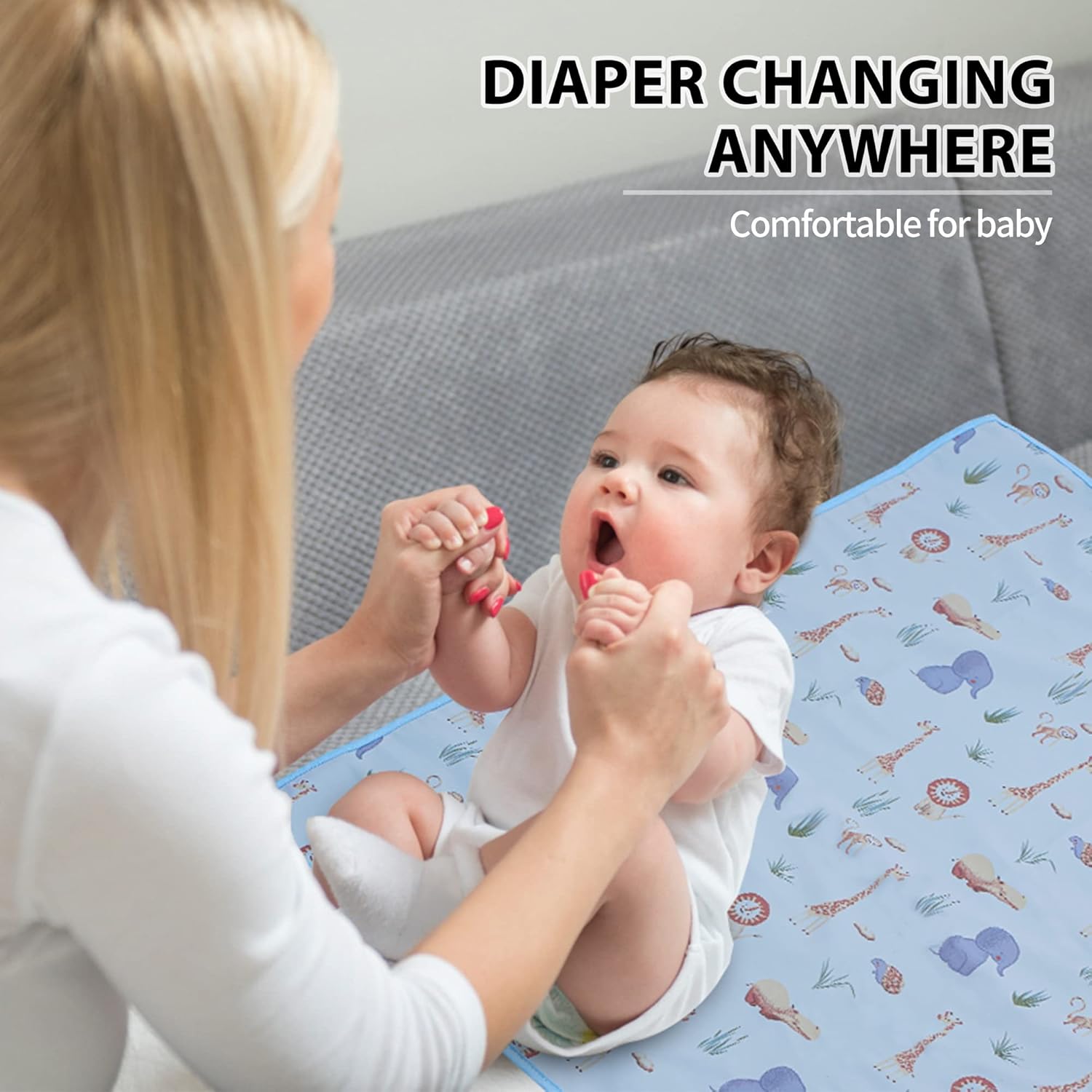 Vegan Leather Baby Changing Mat - Wipeable Portable Changing Pad, Foldable Travel Changing Mat for