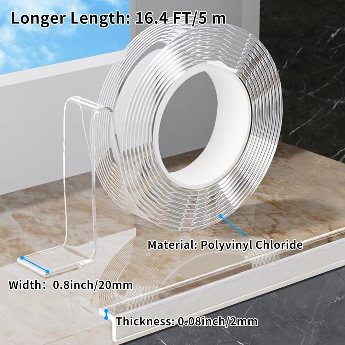 0.8 in x 16.4 FT,Edge Corner Protector Baby Proofing with 6 Corners,Soft Clear Furniture Table