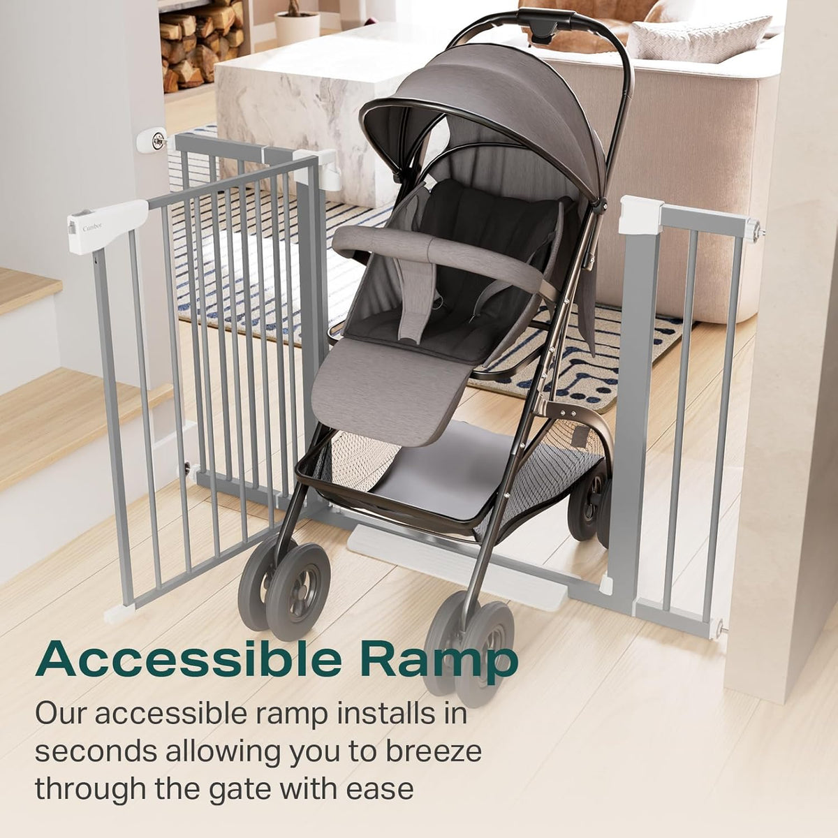 Cumbor 29.7-46" Baby Gate for Stairs, Gifts for Mom-Auto Close Dog Gate for The House, Easy Install