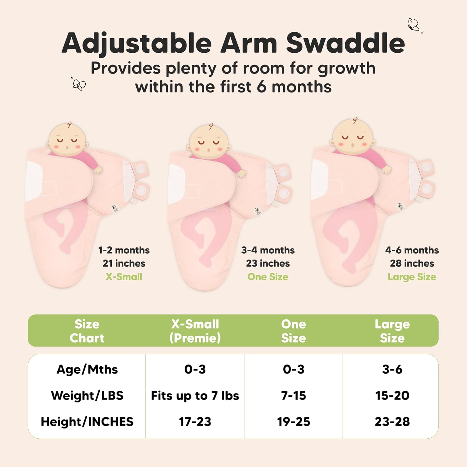 3-Pack Organic Baby Swaddle Sleep Sacks - Swaddles for Newborns, Infant 3-6 Months, Baby Girls