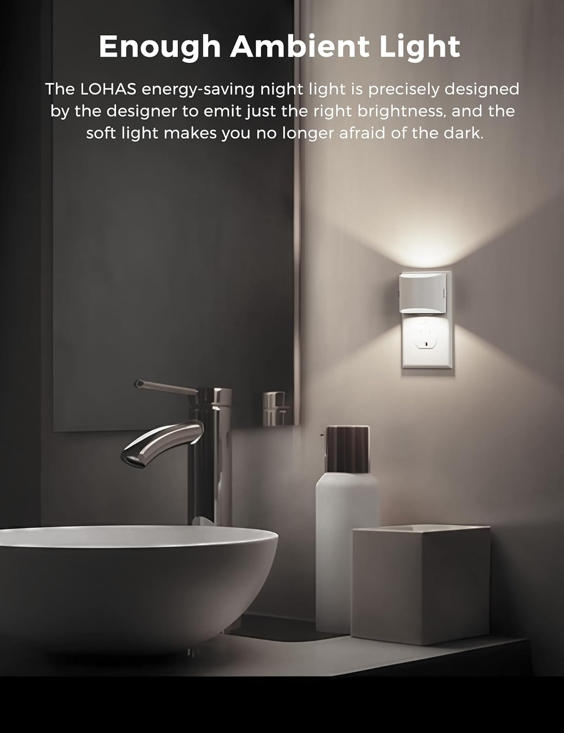 L LOHAS LED Night Lights Plug into Wall, Dimmable Night Light with 3 Level Brightness, 5000K