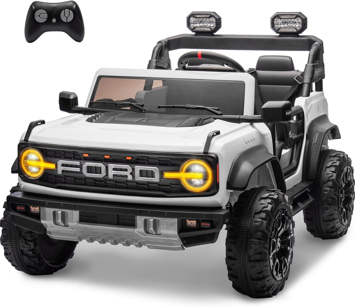 ENYOPRO 24V Ride On Toys for Big Kids, Licensed Ford Bronco Raptor 2-Seater Electric Car w/Remote