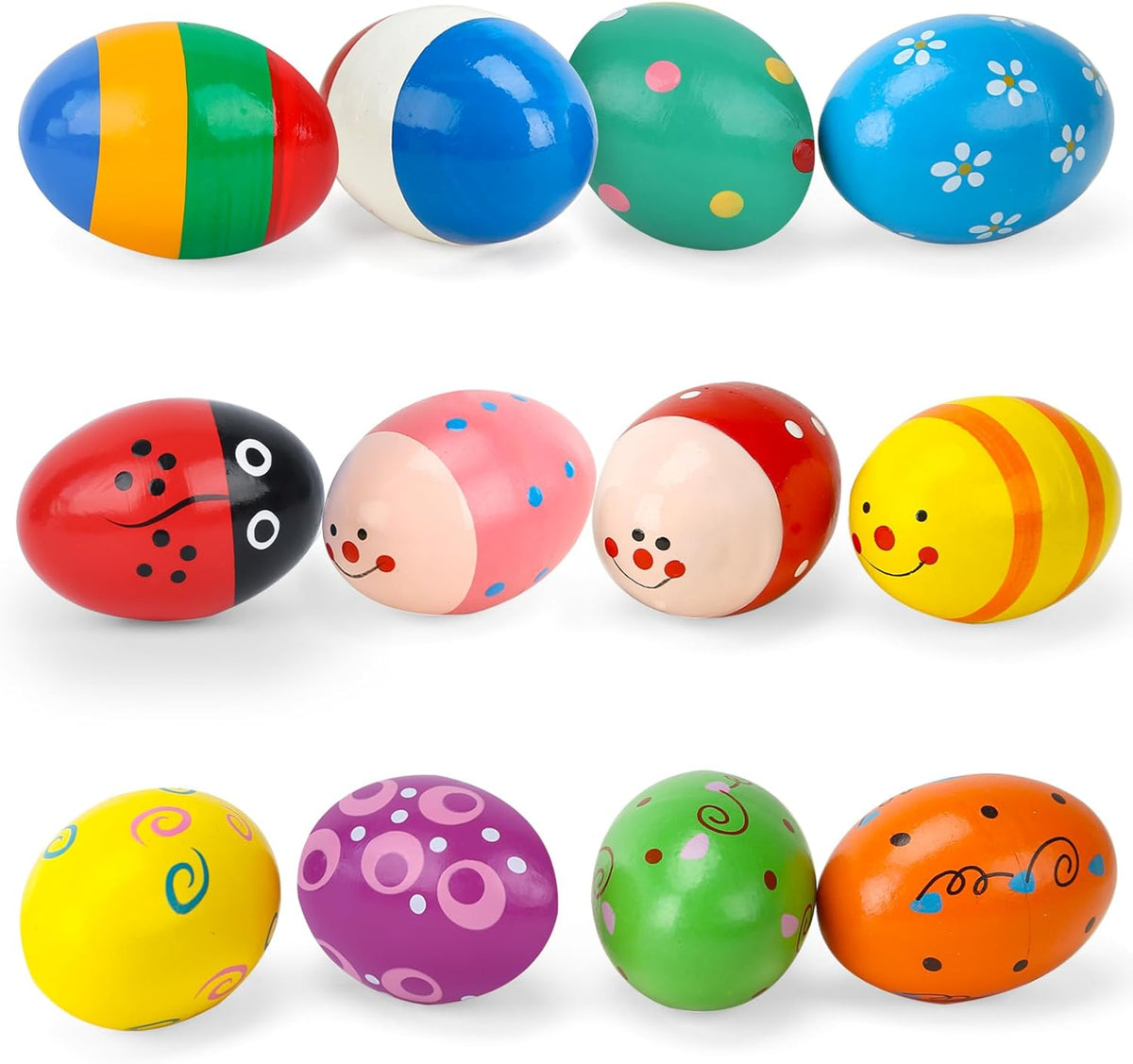 POPLAY 12PCS Wooden Percussion Musical Eggs Maracas Egg Shakers for Party Favors Classroom Prize
