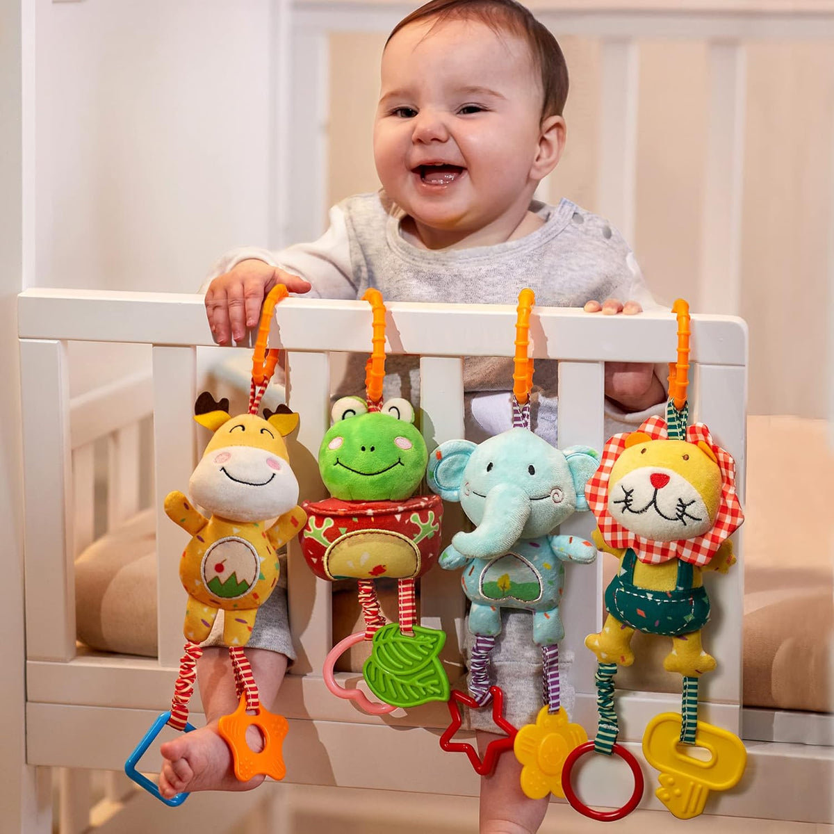 TUMAMA Baby Toys for 0, 3, 6, 9, 12 Months, Handbells Baby Rattles, Soft Plush Early Development