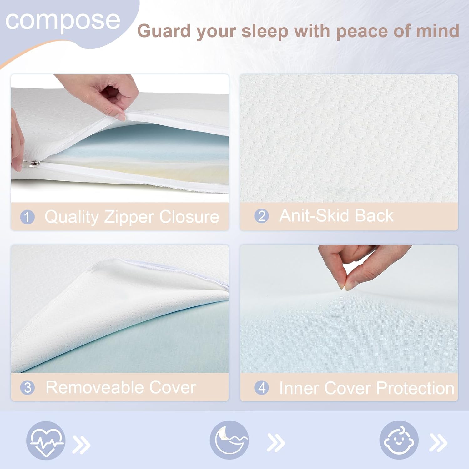 NeoBorn Baby Bassinet Mattress Pad, 47" x 23.6" Dual Sided Comfort Gel Memory Foam Mattress with