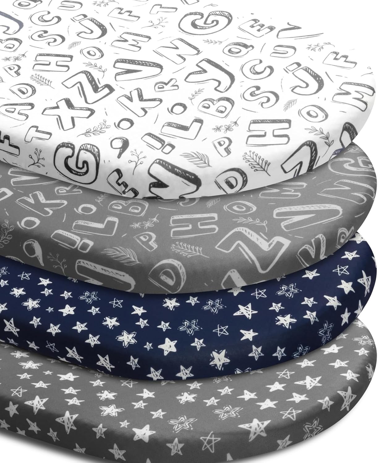 4 Pack Breathable Bassinet Sheets for Baby Boys Neutral Unisex Soft Bassinet Fitted Sheets for
