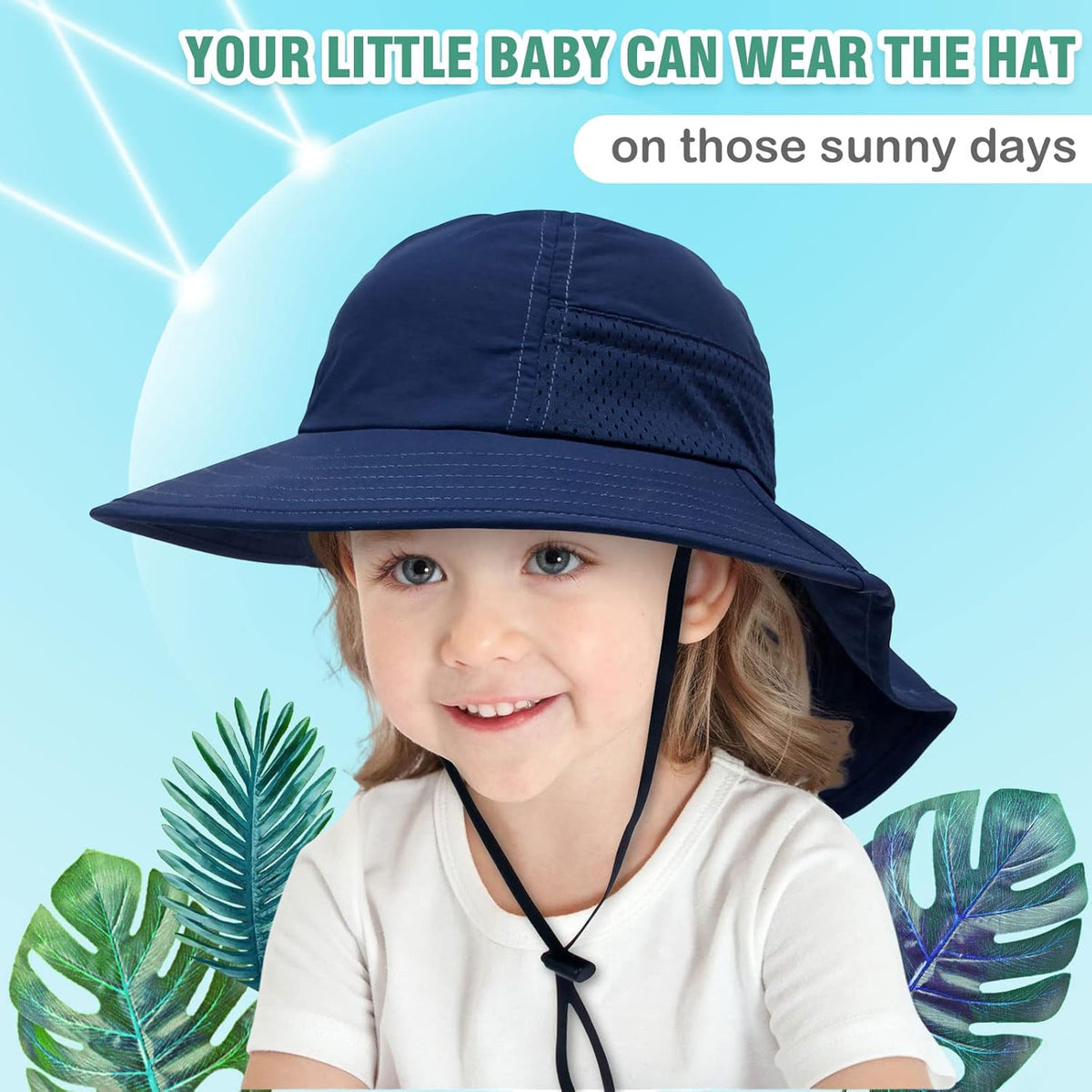 XIAOHAWANG Girls Sun Hat Baby Beach Hats Boys UPF 50+ Kids Summer Protection Cap Toddler Breathable