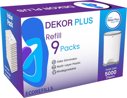 ECO-REFILLS Diaper Pail Refills - Fits Dekor PLUS Extra Thick, Powerful Odor Elimination & Fresh