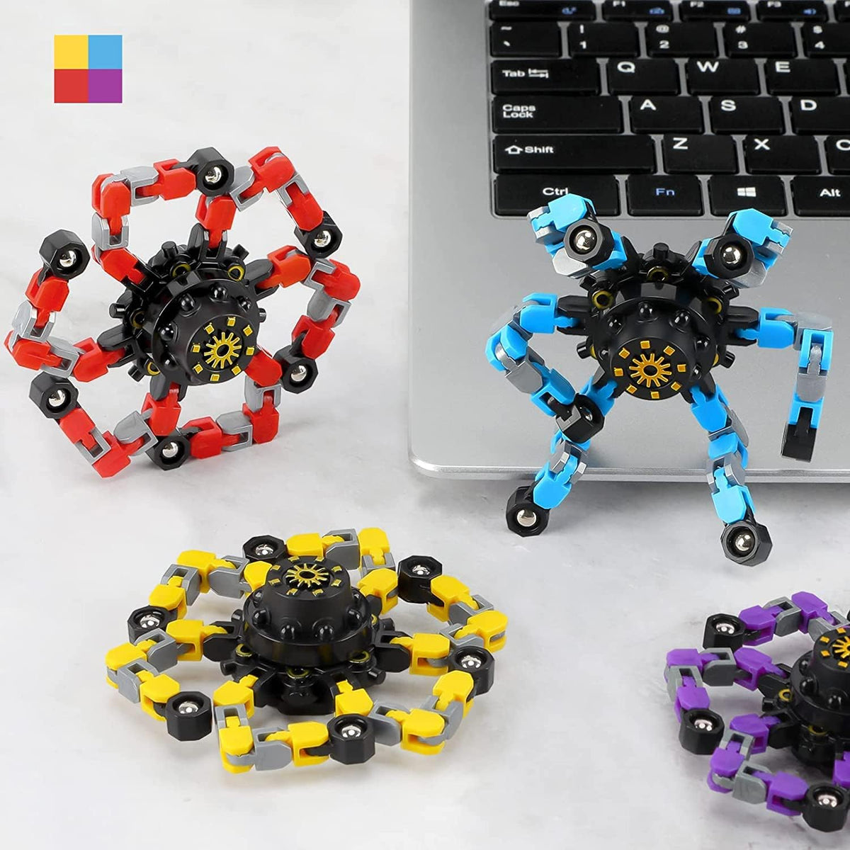 Fidget Toy Transformable Fingertip Gyro for Kid Adult Teen (4 Pack transformable Finger Spinners)