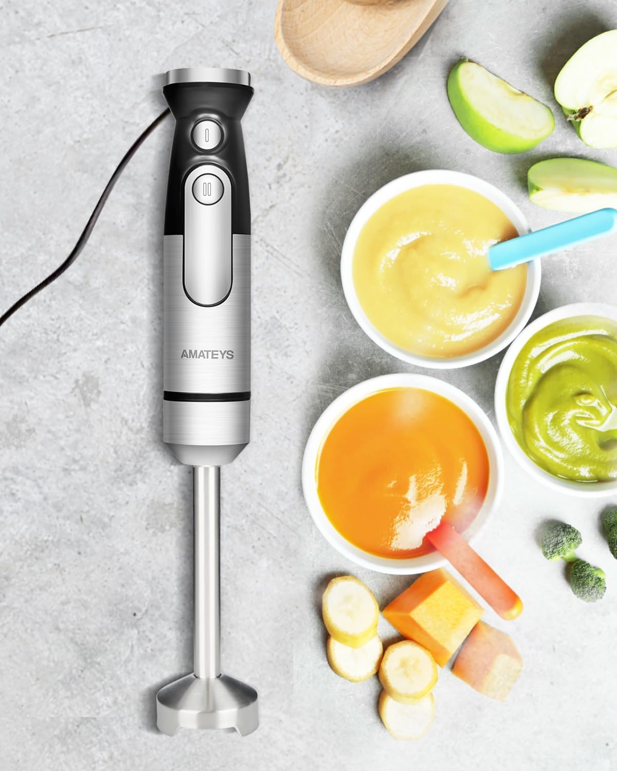 Immersion Blender Handheld,700W Hand Mixer Infinitely Variable Speeds,Multi-function Stainless