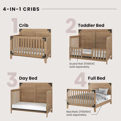 Child Craft Lucas 4-in-1 Convertible Crib, Baby Crib Converts to Day Bed, Toddler Bed and Full Size
