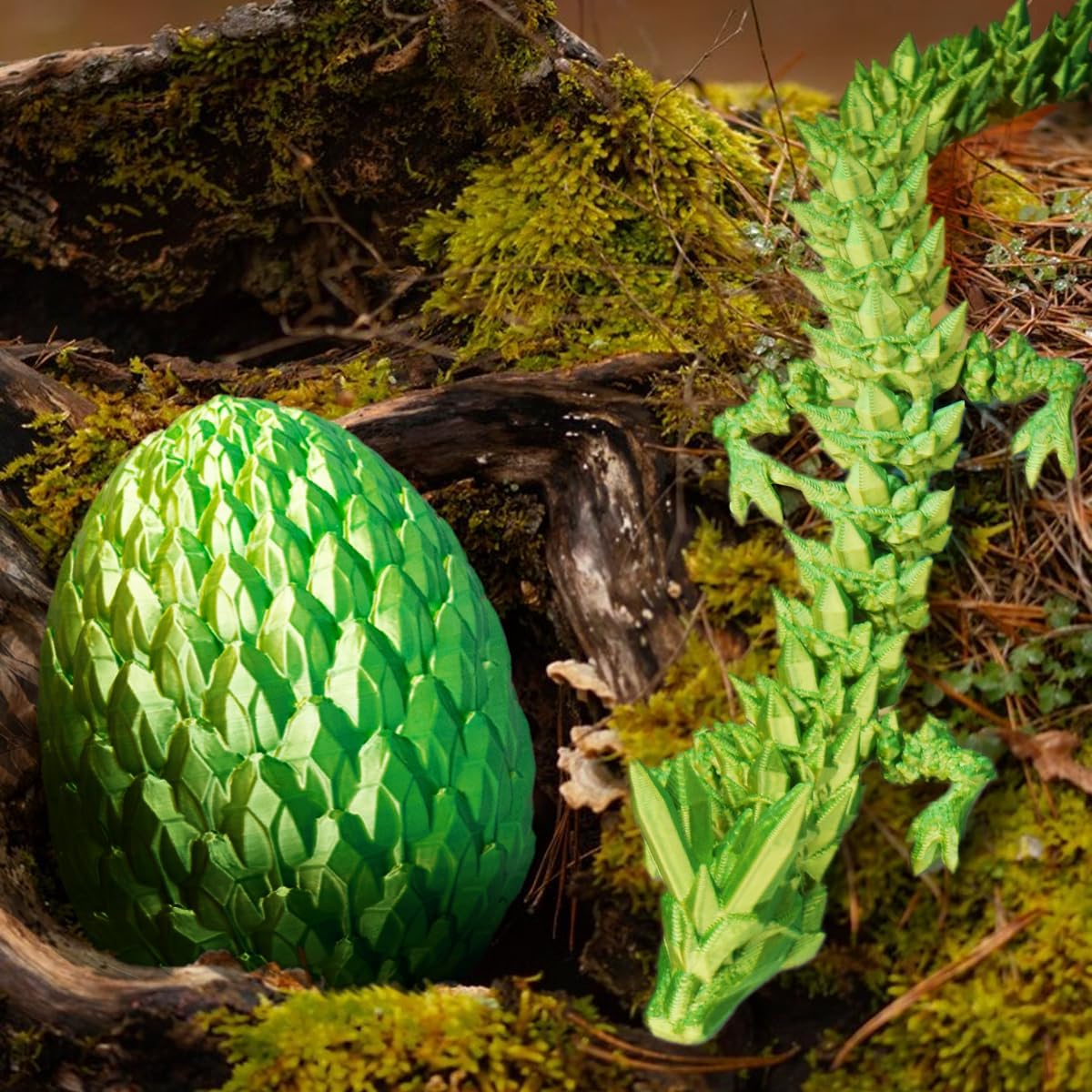 3D Printed Dragon in Egg, Beautiful Flexible Crystal Dragon Figurine Decor, Gifts for Adults and