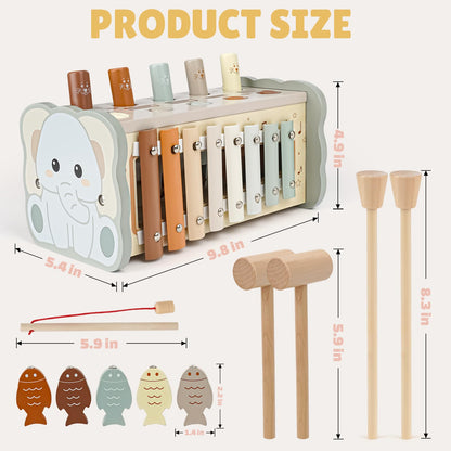 Joyreal Wooden Montessori Toys for 1 Year Old Hammering Pounding Toys