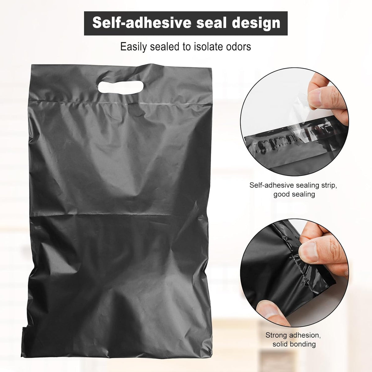 100 Pack Plastic Bags for Adult Diaper Disposal Handle Adult Diaper Disposal Self-Adhesive Strips