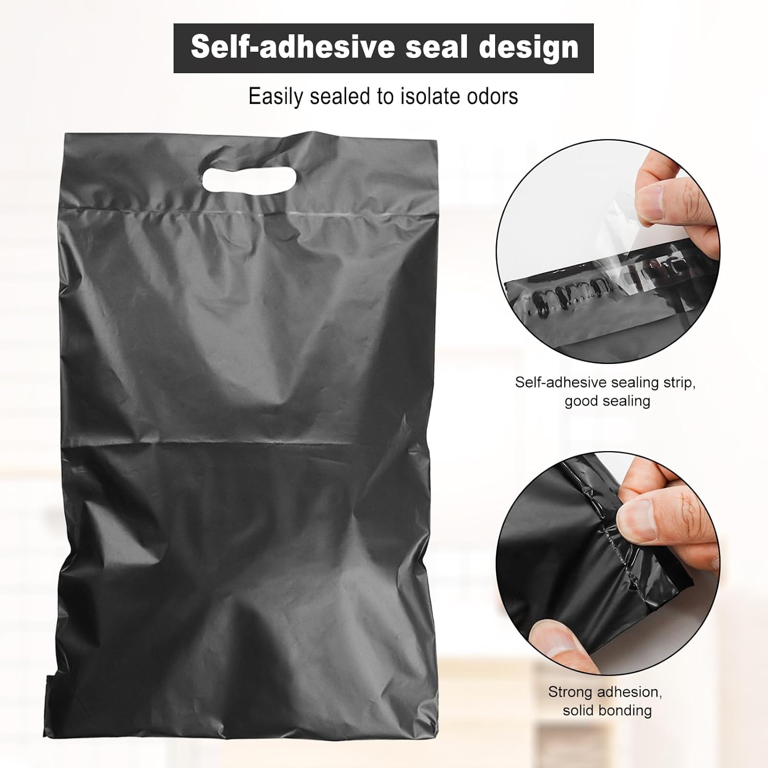 100 Pack Plastic Bags for Adult Diaper Disposal Handle Adult Diaper Disposal Self-Adhesive Strips