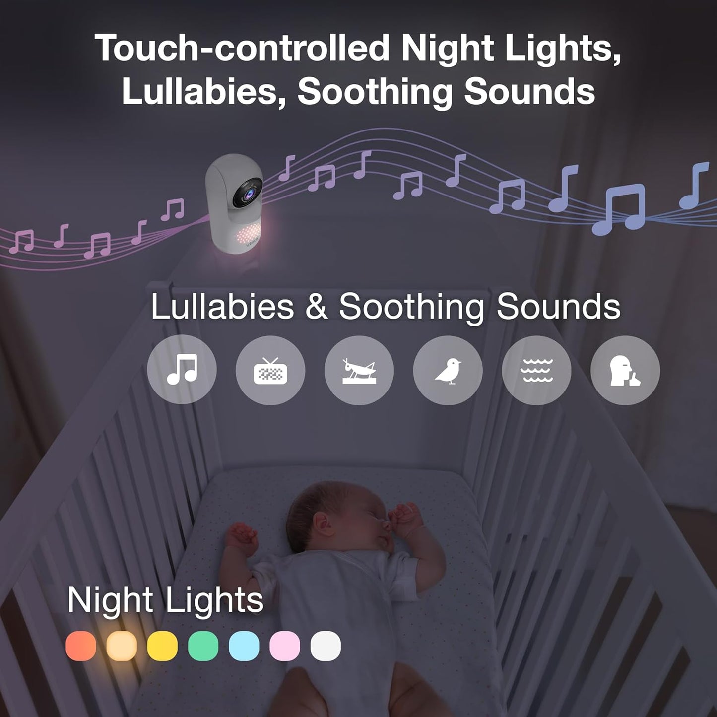 VTech 5.5" IPS Screen 720P Video Baby Monitor with Camera and Audio, Pan-Tilt-Zoom, Night Light