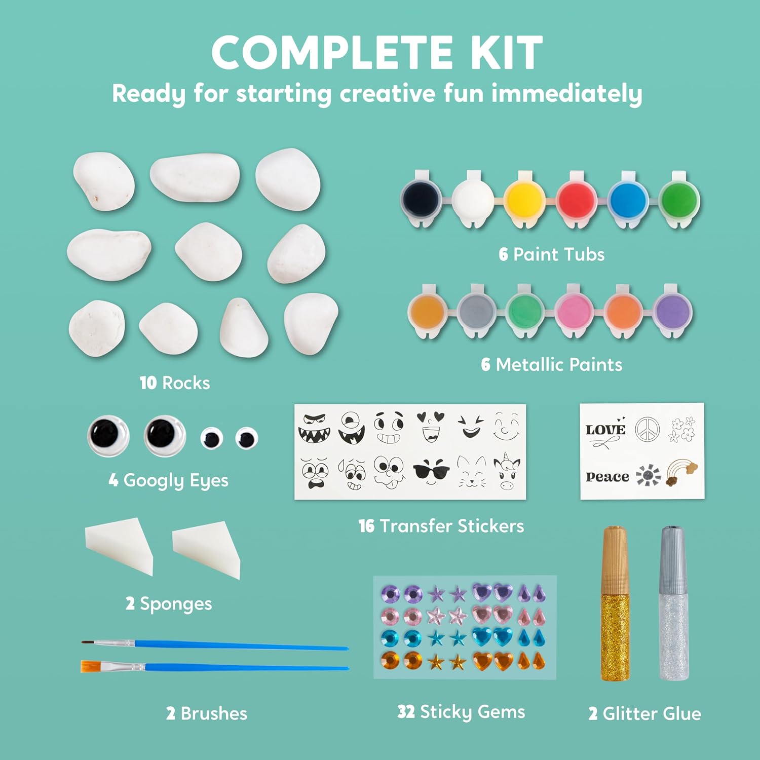 JOYIN Rock Painting Kit for Kids, Arts and Crafts for Girls & Boys Ages 6-12, DIY Supplies for