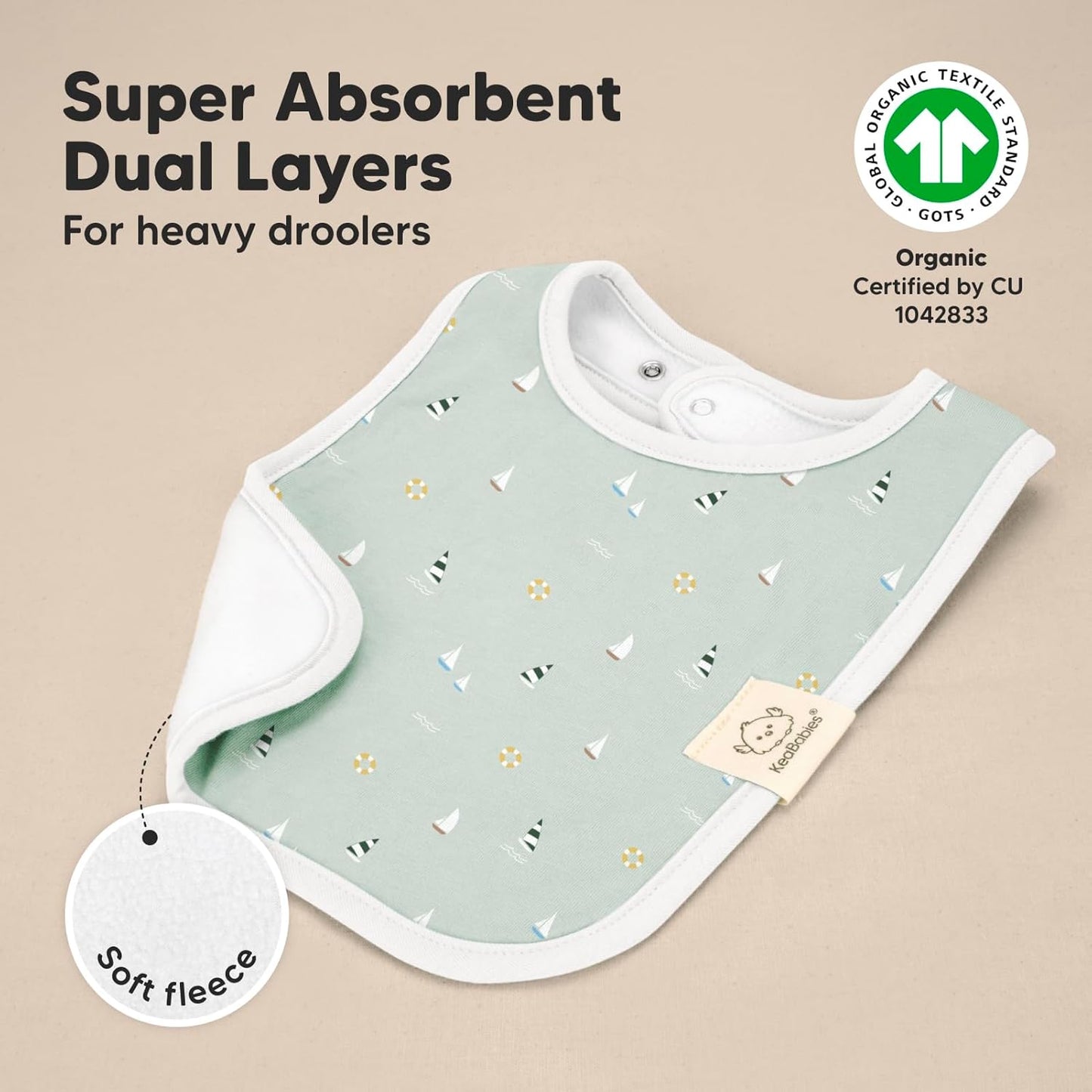 KeaBabies 8-Pack Organic Baby Bibs for Boys, Girls - Super Absorbent Cotton Drool Bibs for Baby