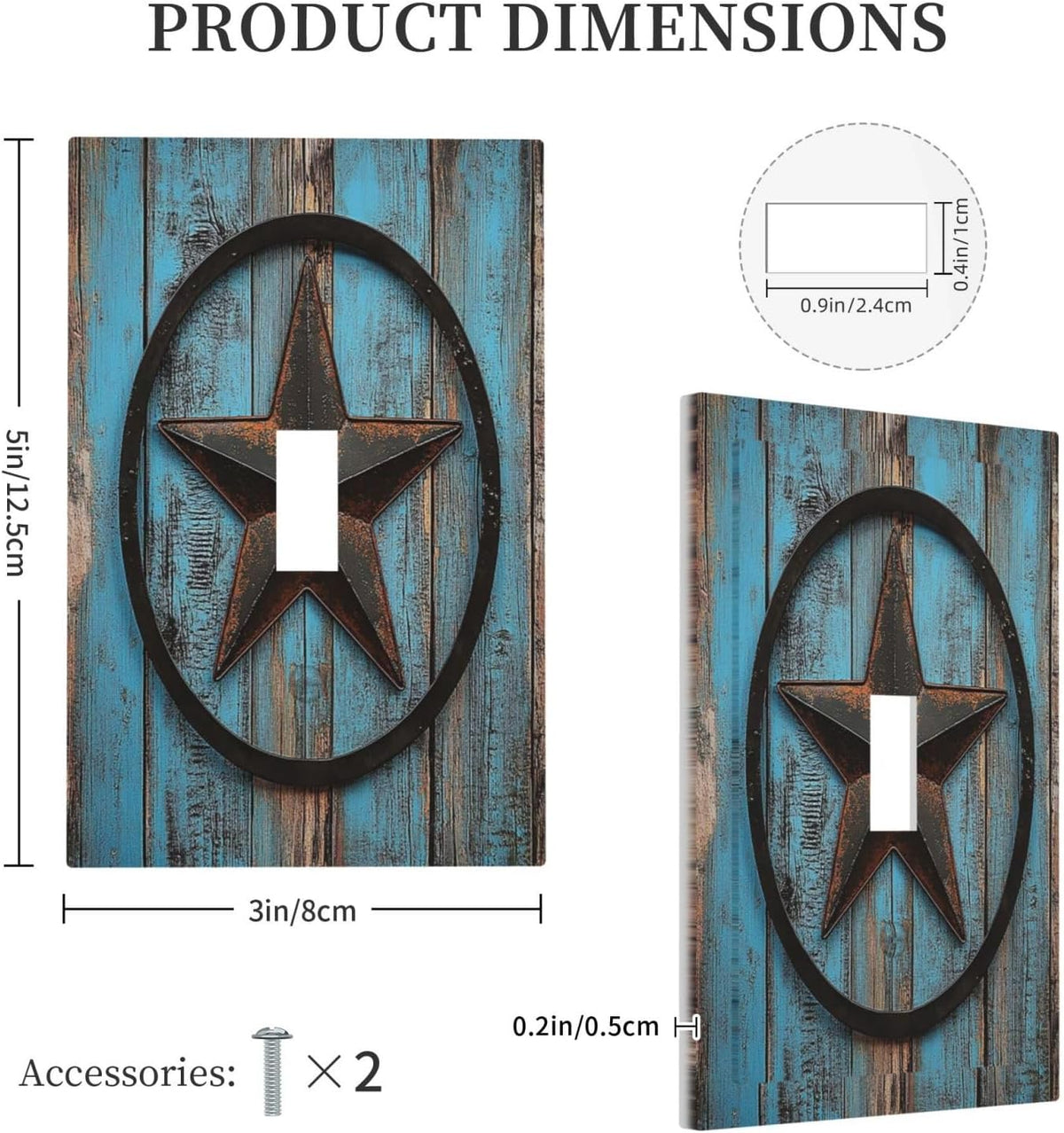 Decorative Light Switch Cover Rustic Wood Country Barn Texas Star On Teal 1 Gang Single Toggle
