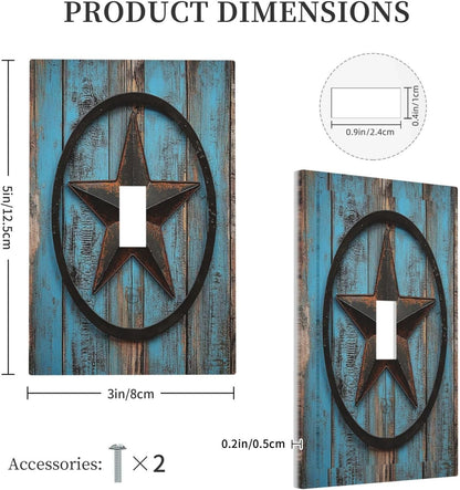 Decorative Light Switch Cover Rustic Wood Country Barn Texas Star On Teal 1 Gang Single Toggle