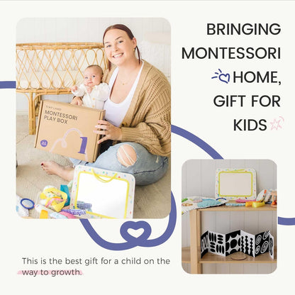 Tiny Land Montessori Baby Toy Set 0-3 Months Newborn Development Sensory Play Kit - 5-in-1 Mirror