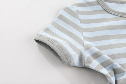 2 Pack Unisex Baby Short Sleeve Rompers 2 Way Zipper New Born One-Piece Jumpsuits 0-24Months Infant