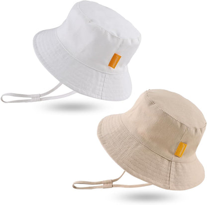 JANGANNSA Cotton Baby Sun Hat Infant Toddler Boys Girls Bucket Hats Summer Sun Protection Kids